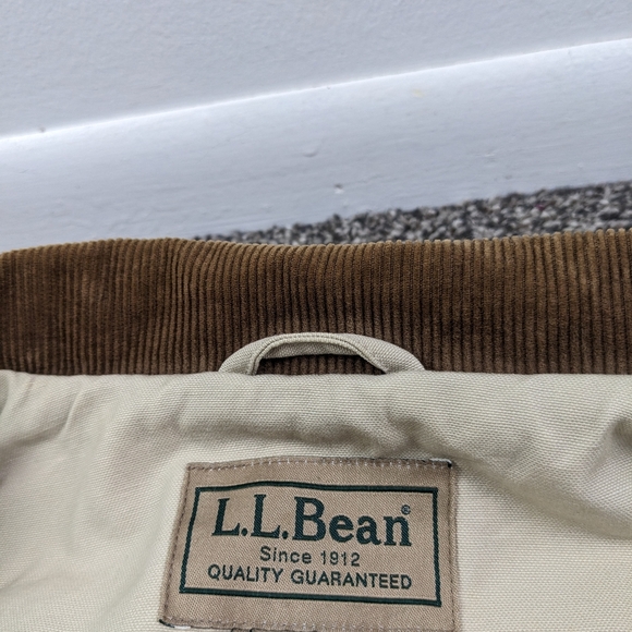 VTG LL Bean Jacket Canvas Chore Barn Corduroy Collar Flannel Lined Mens Large - Picture 6 of 13